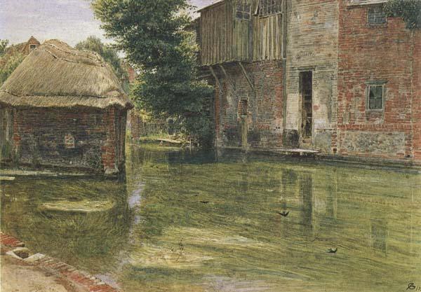 Albert Goodwin,RWS Old Mill,Near Winchester (mk46) oil painting picture
